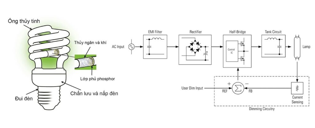 cấu tạo bóng đèn compact